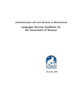 Languages Services Guidelines for the Government of Nunavut