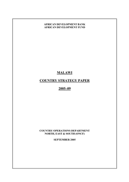 Malawi Country Strategy Paper 2005–09