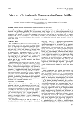 Natural Prey of the Jumping Spider Menemerus Taeniatus (Araneae: Salticidae)