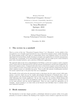 Theoretical Computer Science” by Juraj Hromkovic Springer, 2010 1