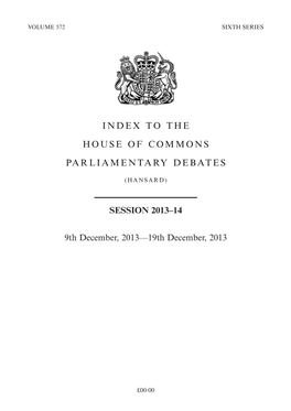 Index to the House of Commons Parliamentary