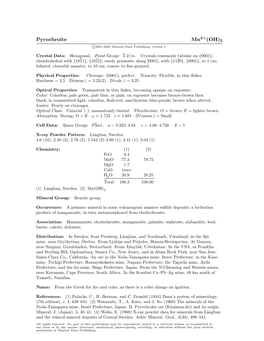 Pyrochroite Mn2+(OH)