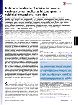 Mutational Landscape of Uterine and Ovarian Carcinosarcomas Implicates Histone Genes in Epithelial–Mesenchymal Transition