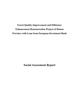 Alternative Menu of Forest Quality Improvement and Efficiency Enhancement Demonstration Project of Hunan Province with Loan from European Investment Bank