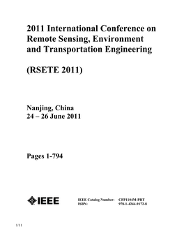 2011 International Conference on Remote Sensing, Environment and Transportation Engineering