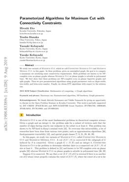 Parameterized Algorithms for Maximum Cut with Connectivity