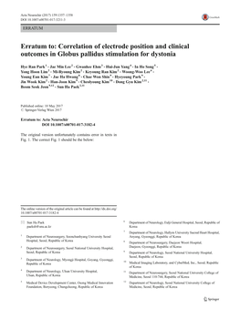 Correlation of Electrode Position and Clinical Outcomes in Globus Pallidus Stimulation for Dystonia