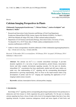 Calcium Imaging Perspectives in Plants