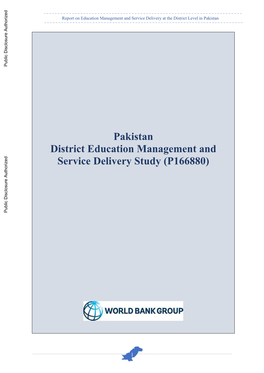 Pakistan District Education Management and Service Delivery Study (P166880)