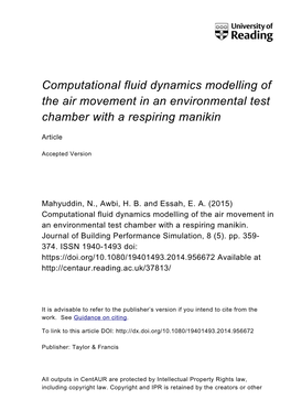 Computational Fluid Dynamics Modelling of the Air Movement in an Environmental Test Chamber with a Respiring Manikin