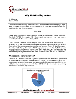 Why IASB Funding Matters by Eliza Ong October 2012