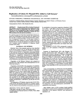 Replication of Colicin El Plasmid DNA Added to Cell Extracts*