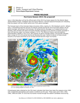 Traffic, Transport and Urban Planning Meteorological Department Curaçao