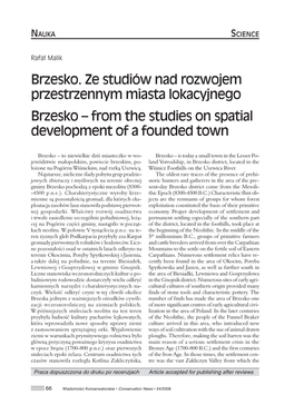 Brzesko. Ze Studiów Nad Rozwojem Przestrzennym Miasta Lokacyjnego Brzesko – from the Studies on Spatial Development of a Founded Town