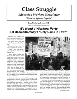 Class Struggle Education Workers Newsletter