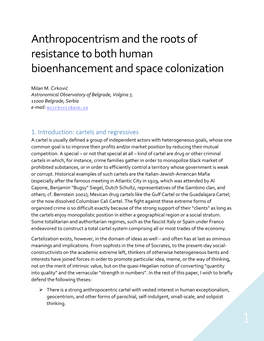 Anthropocentrism and the Roots of Resistance to Both Human Bioenhancement and Space Colonization