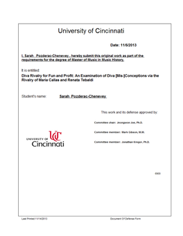 Diva Rivalry for Fun and Profit: an Examination of Diva [Mis-] Conceptions Via the Rivalry of Maria Callas and Renata Tebaldi