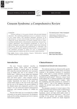 Crouzon Syndrome: a Comprehensive Review