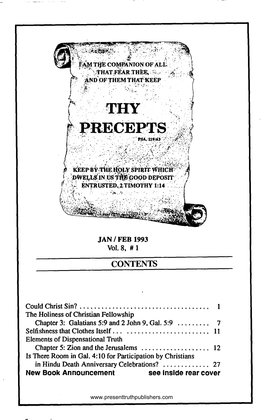 Thy Precepts Vol 8 # 1, Jan/Feb 1993