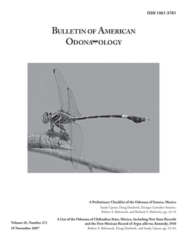 Bulletin of American Odona Ology