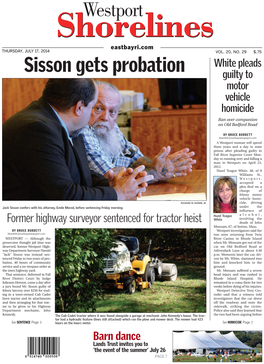 Sisson Gets Probation Guilty to Motor Vehicle Homicide Ran Over Companion on Old Bedford Road