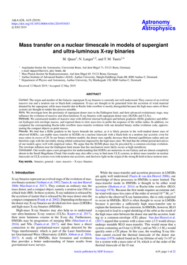 Mass Transfer on a Nuclear Timescale in Models of Supergiant and Ultra-Luminous X-Ray Binaries M