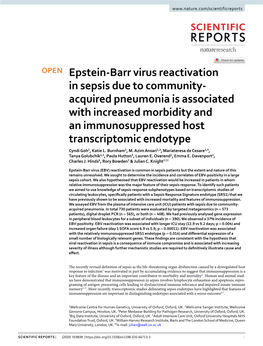 Epstein-Barr Virus Reactivation in Sepsis Due to Community-Acquired