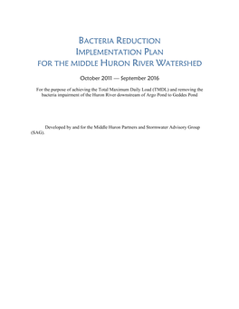 Bacteria Reduction Implementation Plan for the Middle Huron River Watershed