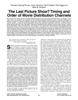 The Last Picture Show? Timing and Order of Movie Distribution Channels