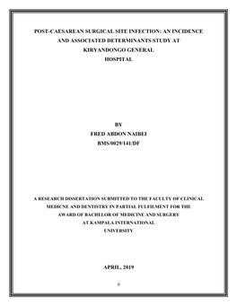 Post-Caesarean Surgical Site Infection: an Incidence and Associated Determinants Study at Kiryandongo General Hospital