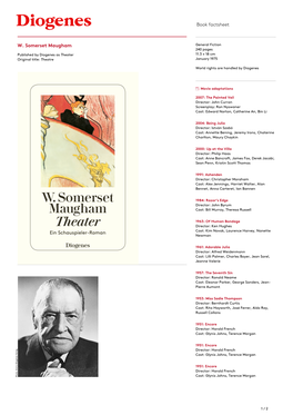 Book Factsheet W. Somerset Maugham