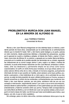 Problemática Murcia-Don Juan Manuel En La Minoría De Alfonso Xi