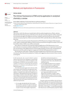 The Intrinsic Fluorescence of FAD and Its Application in Analytical Chemistry