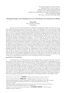 Changing Ideologies and Unchanging Axis in the Urban Design of the Imperial City in Beijing Xinrui Zhu the University of Chicago
