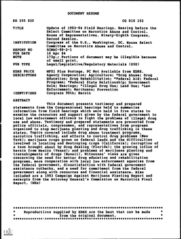 DOCUMENT RESUME CG 018 152 TITLE Update of 1983-84 Field
