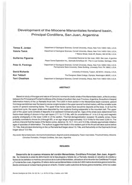 Development of the Miocene Manantiales Foreland Basin , Principal Cordillera, San Juan, Argentina