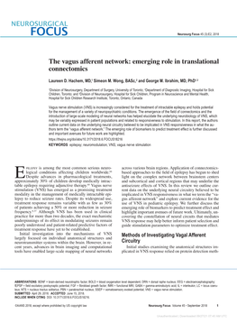 The Vagus Afferent Network: Emerging Role in Translational Connectomics