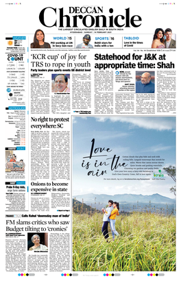 Statehood for J&K at Appropriate Time