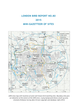 London Bird Report No.80 2015 Mini-Gazetteer of Sites