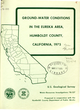 Ground-Water Conditions in the Eureka Area, Humboldt