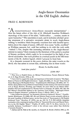 Anglo-Saxon Onomastics in the Old English <I>Andreas</I>