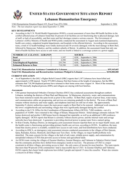 Lebanon Humanitarian Emergency Situation