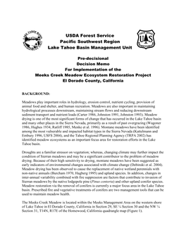 Meeks Meadow Restoration Decision Memo