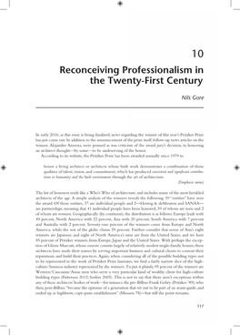 Re-Conceiving Professionalism in the 21St Century