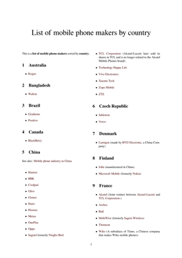 List of Mobile Phone Makers by Country
