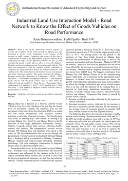 Industrial Land Use Interaction Model - Road Network to Know the Effect of Goods Vehicles on Road Performance