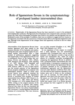 Role of Ligamentum Flavum Inthe Symptomatology of Prolapsed