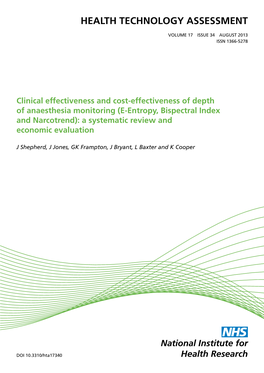 (E-Entropy, Bispectral Index and Narcotrend): a Systematic Review and Economic Evaluation