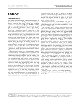 Editorial Submission to Bioinformatics