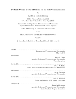 Portable Optical Ground Stations for Satellite Communication Kathleen Michelle Riesing